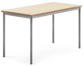 Stôl SONITUS, 1400x700x760 mm, linoleum - béžová, strieborná