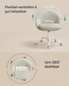 Kancelárska stolička Sherpa, stolička k toaletnému stolíku, cappuccino beige a biela