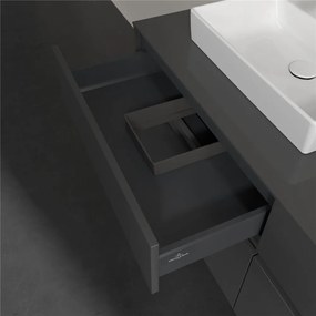 VILLEROY &amp; BOCH Collaro závesná skrinka pod dve umývadlá na dosku, 4 zásuvky, 1400 x 500 x 548 mm, Glossy Grey, C07600FP