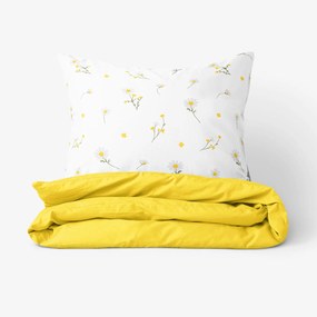 Goldea bavlnené posteľné obliečky duo - harmanček so žltou 200 x 200 a 2ks 70 x 90 cm (šev v strede)