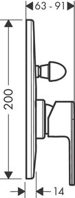 Hansgrohe Vernis Shape, vaňová batéria pod omietku, s telesom, čierna matná, HAN-71472670