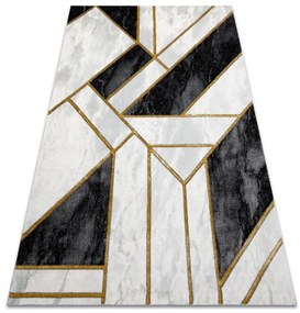 Koberec EMERALD exkluzívny 1015 glamour, mramor, geometrický čierno/ bielo/ zlatý