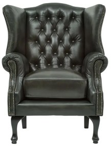 furniture-nabytek.cz - Masívne kreslo ušák Chesterfield Pittsfield z pravej kože, zelené