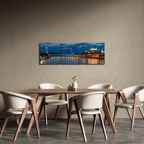 Obraz Bratislavy s hradom (s hodinami) (90x30 cm)