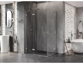 Mexen Lunar Duo, výklopný sprchový kút 85 x 80 cm, 8mm číre sklo, oceľový profil, 834-085L-080P-97-00