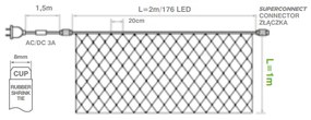 LED vianočná sieť 18,4W v studenej farbe + FLASH efekt