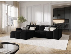 Čierna zamatová rohová pohovka (ľavý roh) Kendal - Micadoni Home
