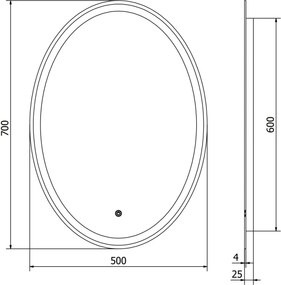 Mexen Elz zrkadlo do kúpeľne s podsvietením 50 x 70 cm, LED 6000K, proti zahmlievaniu - 9802-050-070-611-00