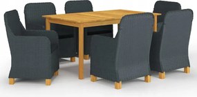 vidaXL 7-dielna záhradná jedálenská súprava tmavosivá