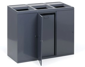 Odpadkový kôš na triedený odpad, 3x108 l, sivý