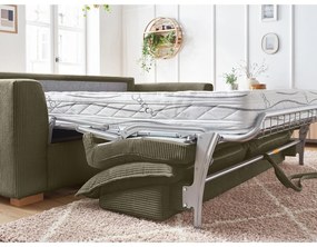 Zeleno-hnedá menčestrová rozkladacia pohovka 225 cm Augustin – Bobochic Paris