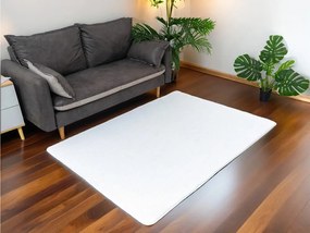 Biely obdĺžnikový koberec s 3D efektom králičej srsti Rabbit Rozmer: 80x150 cm