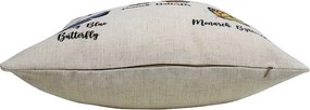 Biely ľanový vankúš s potlačou motýľov - 45 * 45 * 10cm