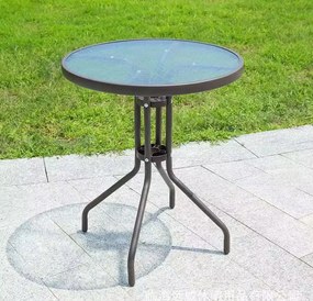 TRENDIE Záhradný stolík so sklom 60 cm okrúhly