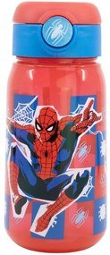 Plastová fľaša na pitie so slamkou a viečkom Spiderman - 510 ml