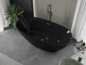Mexen Eris, voľne stojaca vaňa 170 x 80 cm, čierna,  brúsený grafit prepad, 53441708070-95
