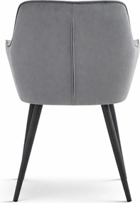 Jedálenské kreslo VARSI VELVET s čiernymi nohami, sivé