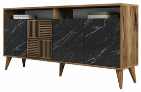 Skrinka Milan Walnut and Black Marble