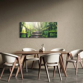 Obraz - drevené schody v lese (120x50 cm)