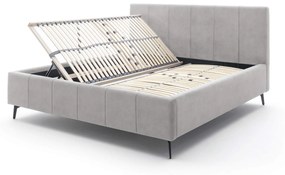 Čalúnená posteľ zallino s úložným priestorom 160 x 200 svetlo sivá MUZZA
