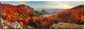 Obraz na plátne - Jesenná krajina pri západe slnka, Slovensko, Vrsatec - panoráma 5260A (105x35 cm)