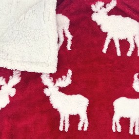 Home Elements Mikroflanelová deka, Los, červenobiela