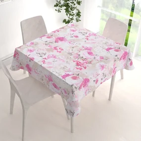 Biante Dekoračný štvorcový obrus PM-030 Ružové maľované kvety 120x120 cm