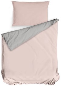 Mistral Home obliečka bavlnený perkál Doubleface sivo-béžová/pudrová rúžová - 140x220 / 70x90 cm
