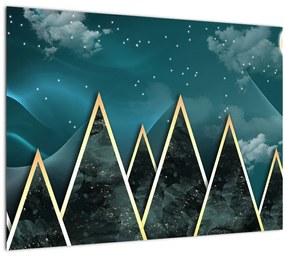 Sklenený obraz - Spln nad zlatými horami (70x50 cm)