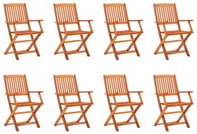 Skladacie záhradné stoličky 8 ks eukalyptový masív