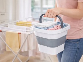 Skladacie silikónové kempingové vedierko s objemom 10 litrov s uchom VERK - šedé - šedý