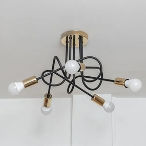 Prisadený luster OXFORD 5xE27/15W/230V zlatá/čierna