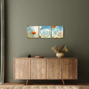 Obraz - Motýle na letnej lúke (s hodinami) (90x30 cm)