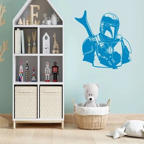 Veselá Stena Samolepka Mandalorian Star Wars Farba: modrá, Veľkosť: 60 x 58 cm