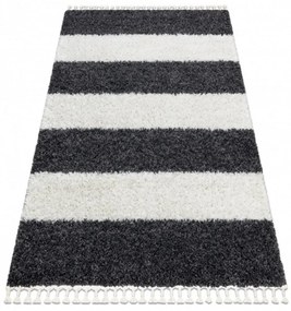 Kusový koberec Shaggy Pruhy šedý 180x270cm