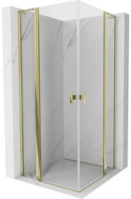 Mexen, Mexen Mist L Duo výklopný sprchový kút 95 x 95 cm, transparentný, zlatý - 8A4L-095-095-50-00