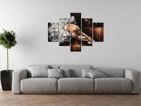 Gario Ručne maľovaný obraz Rozcvička baletky - 5 dielny Rozmery: 150 x 70 cm
