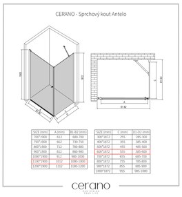 CERANO - Sprchovací kút Antelo L/P - chróm, transparentné sklo - 110x60 cm - krídlový, CER-CER-8050BD131