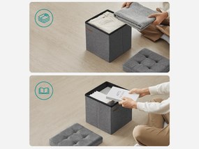 Skladací taburet s úložným priestorom COZY CUBE 30x30 cm, tmavosivý