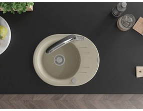 Mexen Kevin, granitový drez 586x458x190 mm, 1-komorový a biela batéria Duo, béžová, 6517-69-671701-07