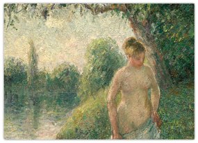 Sklenený obraz - Camille Pissarro, The Bather, reprodukcia (70x50 cm)