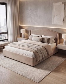 Elegantná čalúnená manželská posteľ Venazio s úložným priestorom 160x200, taupe