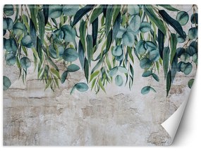 Gario Fototapeta Zelené pastelové listy na betóne Materiál: Vliesová, Rozmery: 200 x 140 cm