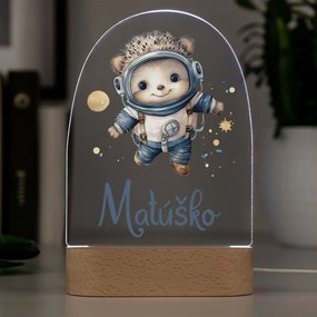 Detská nočná lampa s menom - ježko kozmonaut