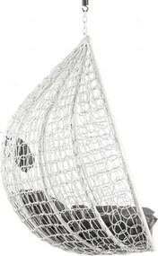 Biele závesné kreslo KOKON bez stojana, sivý vankúš