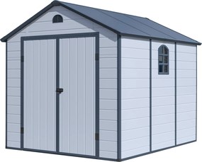 Záhradný domček G21 Boston 670 - 241 x 278 cm, plastový, svetlo šedý