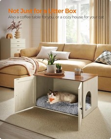 Feandrea mačací nábytok s ukrytou konštrukciou, 80 × 53 × 50 cm, hnedá a biela farba