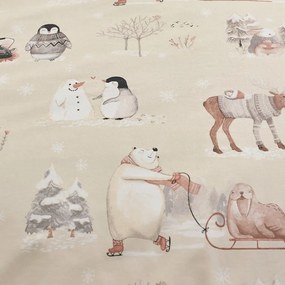 Béžové obliečky na jednolôžko z mikroplyšu 135x200 cm Winter Friends – Catherine Lansfield