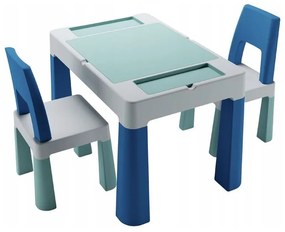 Detský stolček s dvoma stoličkami TEGGI MULTIFUN - tyrkysový/tmavo modrý/sivý