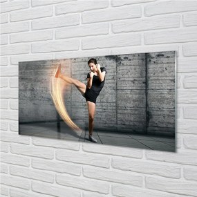 Obraz na skle žena cvičenec 120x60 cm